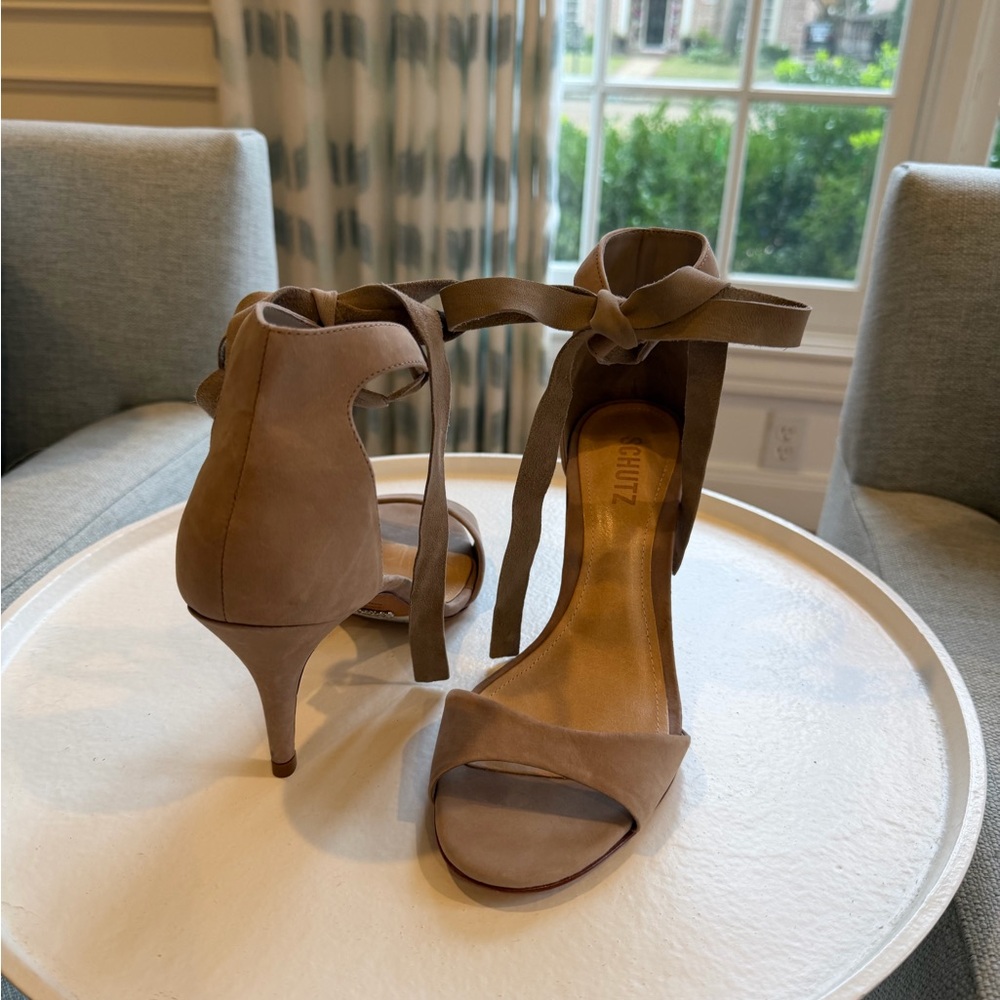 SCHUTZ Taupe Tie Up Women's Heels